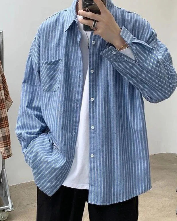 Oversized Striped Shirt - Old Money