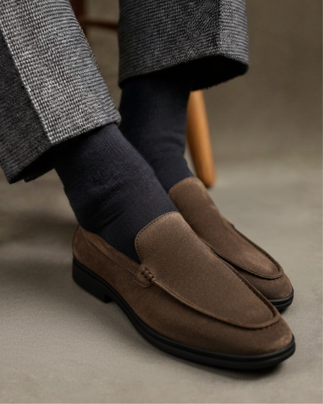 Premium Suede Loafers - Black Soles - Old Money